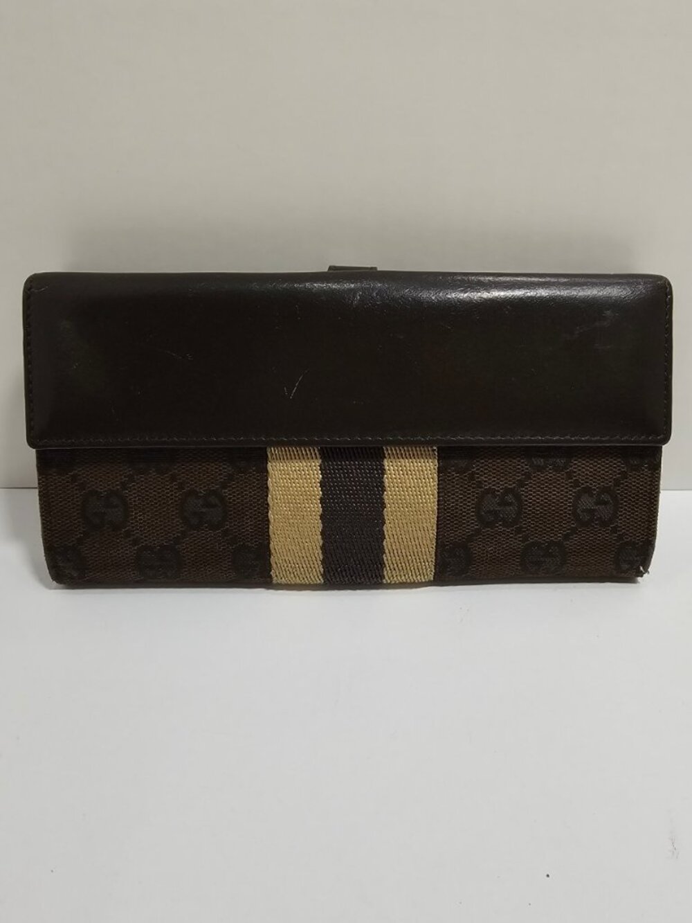 Auth. Vintage Gucci Jackie Piston Lock Long Wallet GG Monogram Canvas Brown - Picture 5 of 8
